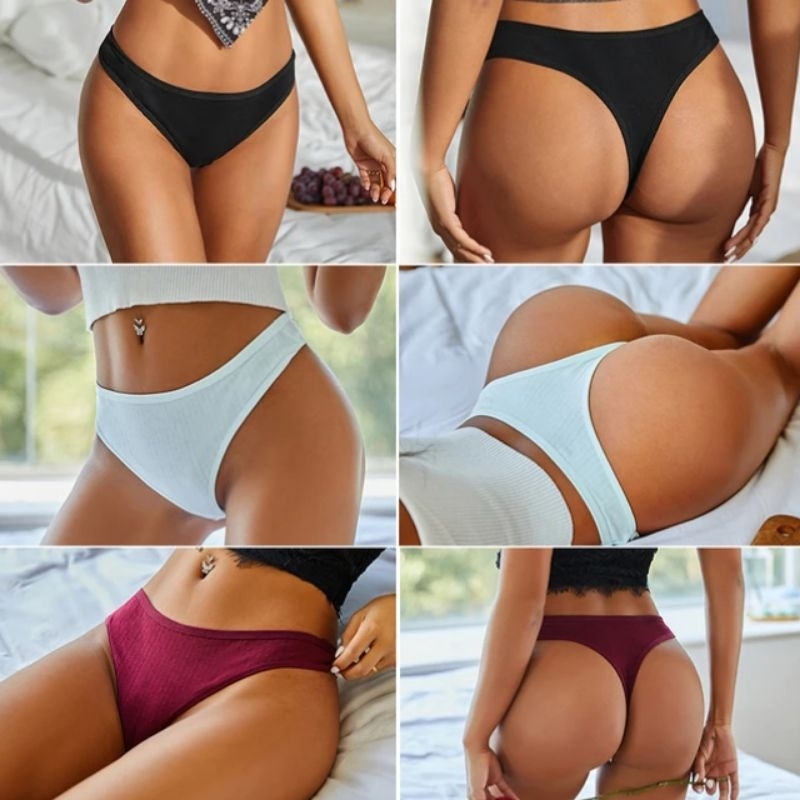 FINETOO FT67 Sexy Celana Dalam Wanita High Waist Thong Women Cotton Panty Soft G-string