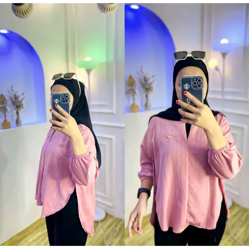 KEMEJA BLUSE WANITA LIVIA BAHAN LADY CRUSH - ATASAN BLOUSE WANITA - KAMEJA KOREAN STYLE