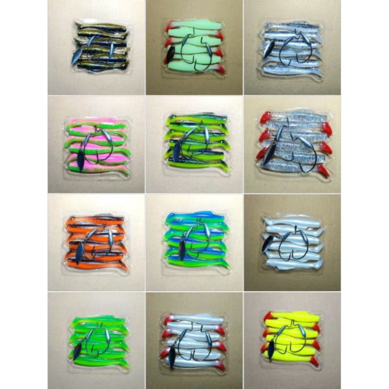 SOFT LURE UKURAN 8CM + 2 MATA KAIL. UMPAN CASTING GABUS DAN TOMAN