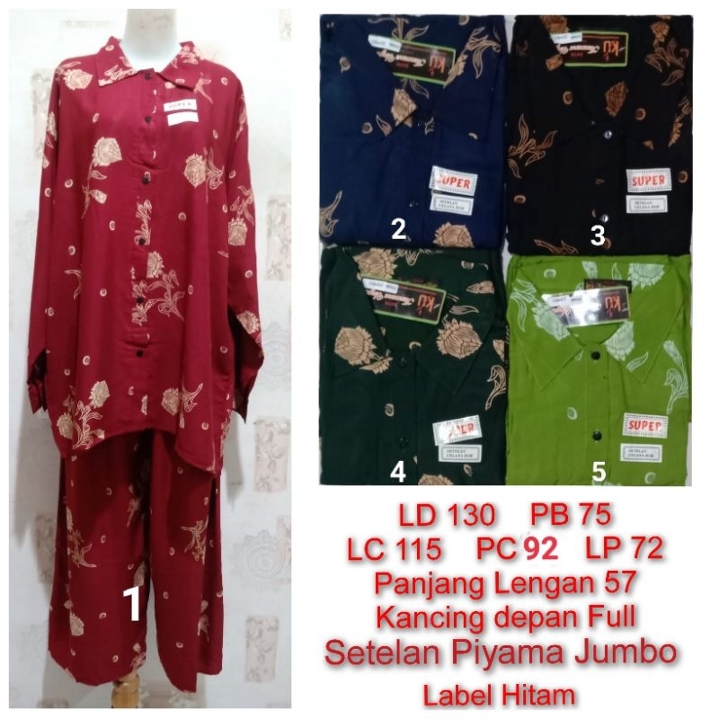 Setelan Kencana Ungu Piyama Jumbo LD 130 label Hitam