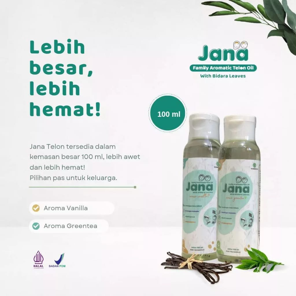 JANA TELON Bidara  Family Aromatic |  Minyak Telon Bayi 100ml 60ml 30ml | varian Vanilla &amp; Greentea