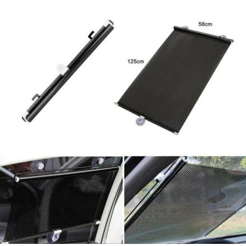 tirai roll kaca mobil/sun shield mobil/pelindung panas 58x125cm