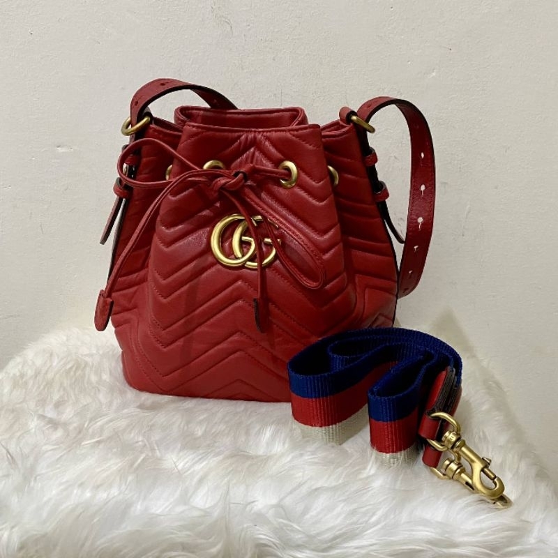 Gucc GG Marmont Matelasse Bucket Bag/slingbag preloved
