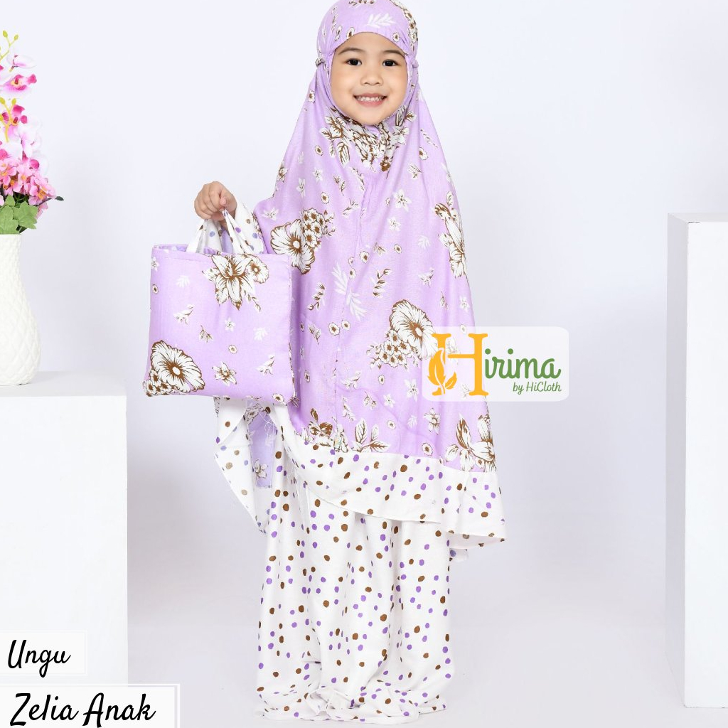 mukena anak adem motif bunga shabby