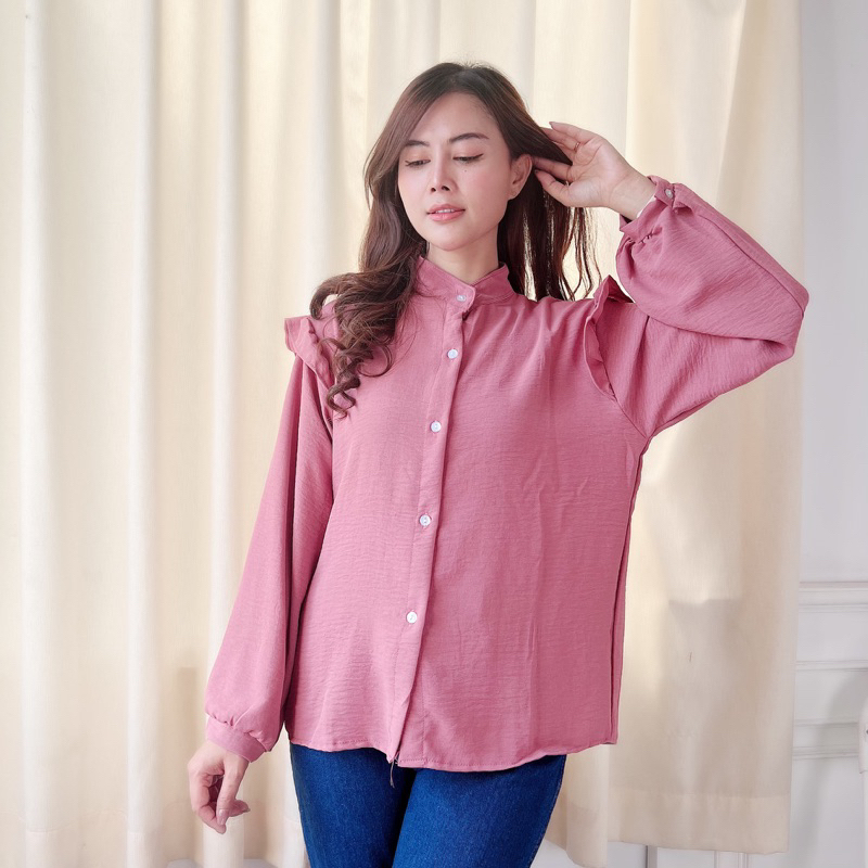 Yurim Ruffle Blouse Atasan Wanita Terbaru Crincle Airflow