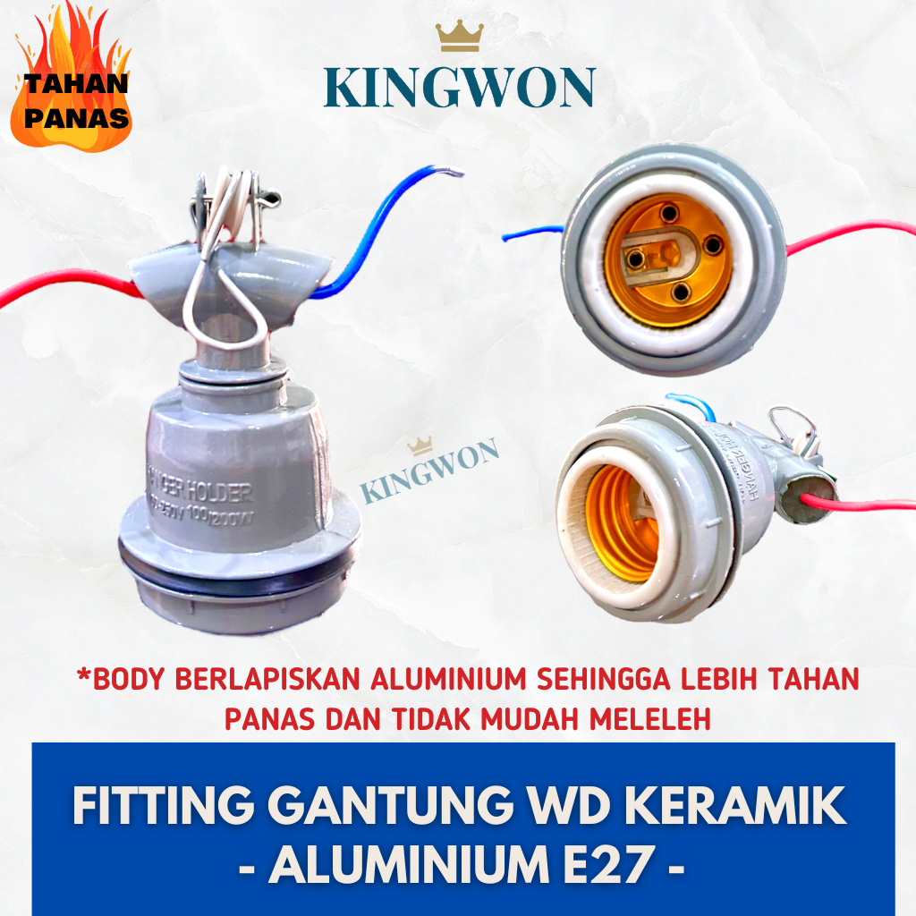 KAP LAMPU Jalan SATU SET KAP WD + FITTING GANTUNG KERAMIK ALUMINIUM