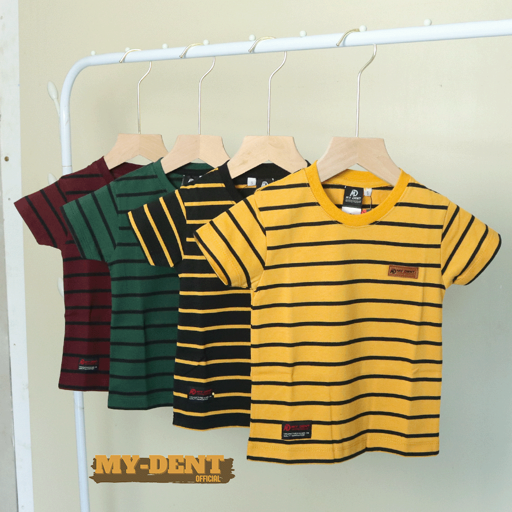 Mydent Kaos Anak Laki Laki Distro Motif Salur Stripe Umur 1-7 Tahun Colour