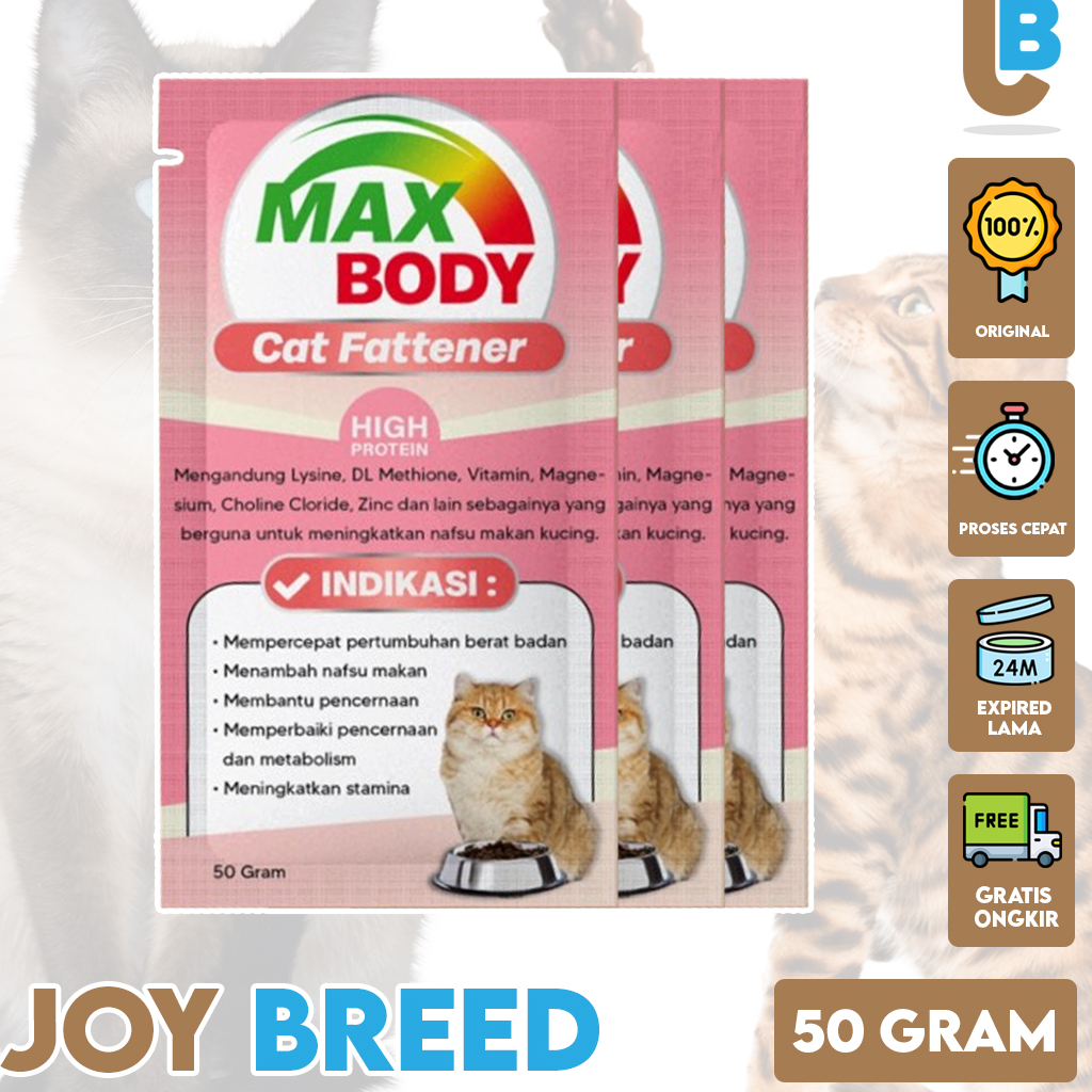 PENGGEMUK KUCING MAX BODY CAT FATENER 50 GRAM VITAMIN PENGGEMUK DAN PENAMBAH NAFSU MAKAN KUCING MURAH