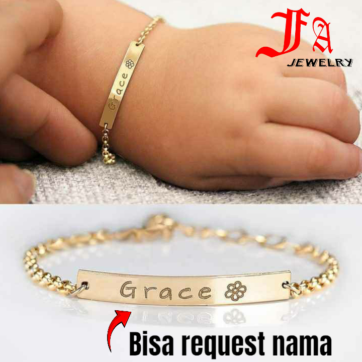 gelang nama lapis emas 14k gelang bayi sampai dewasa  gelang custom name