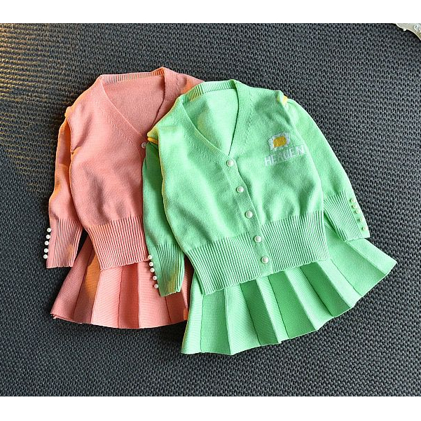 Setelan Rok Sweater Rajut Anak Perempuan Motif Bunga