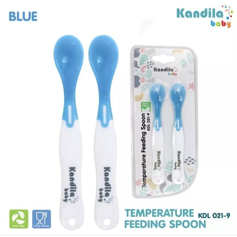 Kandila Baby Temperature Feeding Spoon Silicone KDL021-9 KDL021-10 Kandila Sendok Makan Mpasi Bayi  Sensor Panas - Sendok Makan Bayi Dengan Indikator Suhu Panas