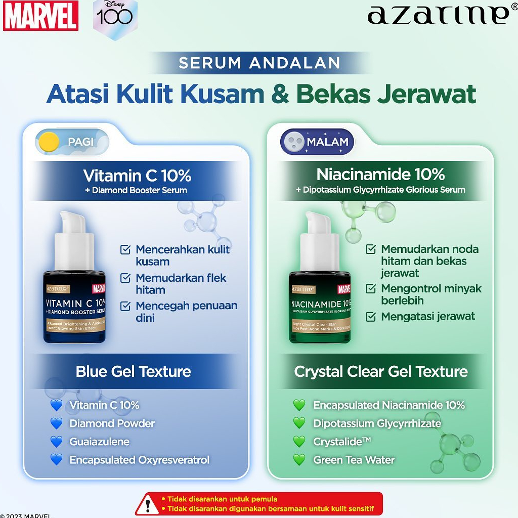 ❤ BELIA ❤ AZARINE Superhero Serum Marvel Edition 20ml | Face Serum | Brightening | Acne Dark Spot | Exfoliating | BPOM