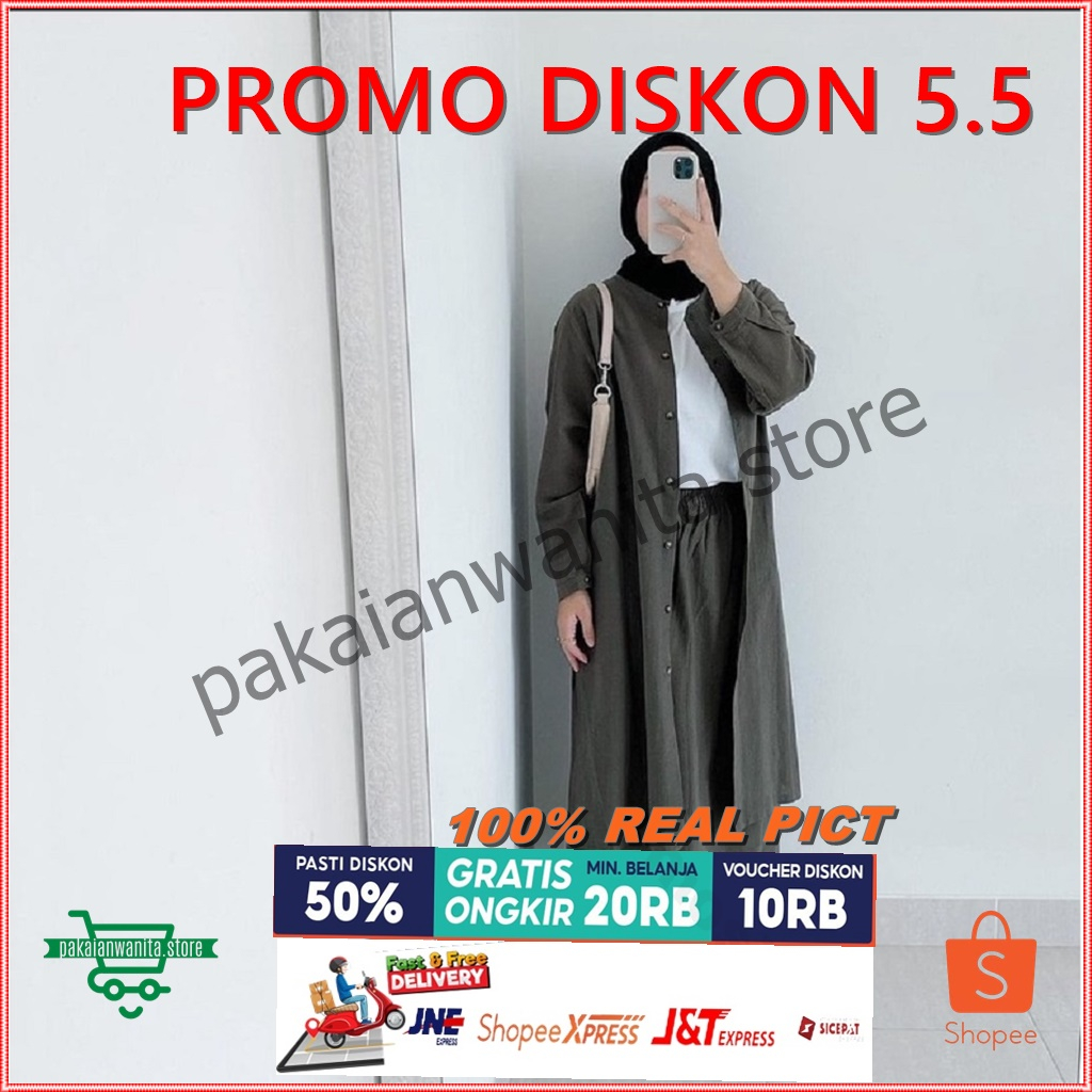 ONE SET CRINKLE AIRFLOW / ONESET CROP / SETELAN / NEW ONESET / SETELAN WANITA/ ONE SET CROP LENGAN P