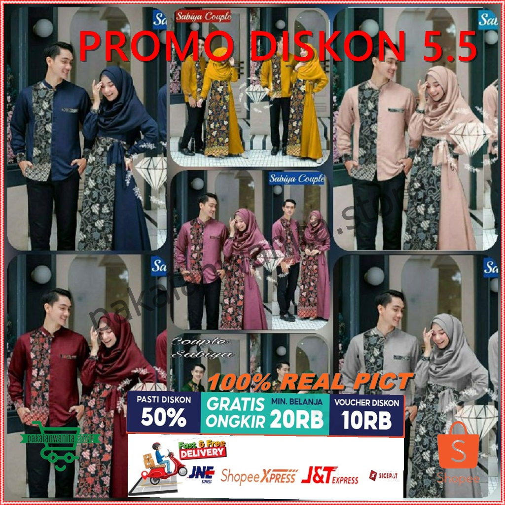 Couple Gamis Keluarga Suami Istri Pesta Kondangan Remaja Kombinasi Polos Modern Baju Capel - 3 UKURA