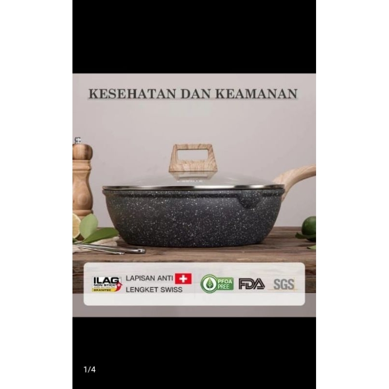 Carote Deep Fry Pan Essential Woody 24 28