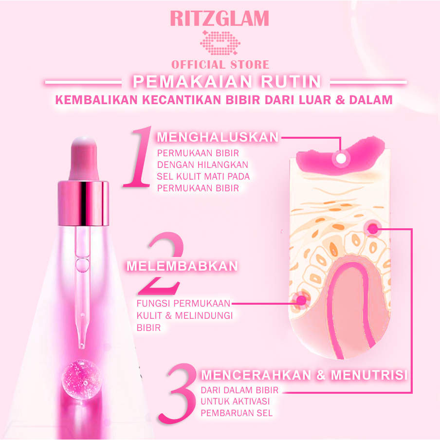 RITZGLAM Distributor 100Pcs  Lip Serum Vitamin Pelembab Pemerah Bibir  liptint balm gloss