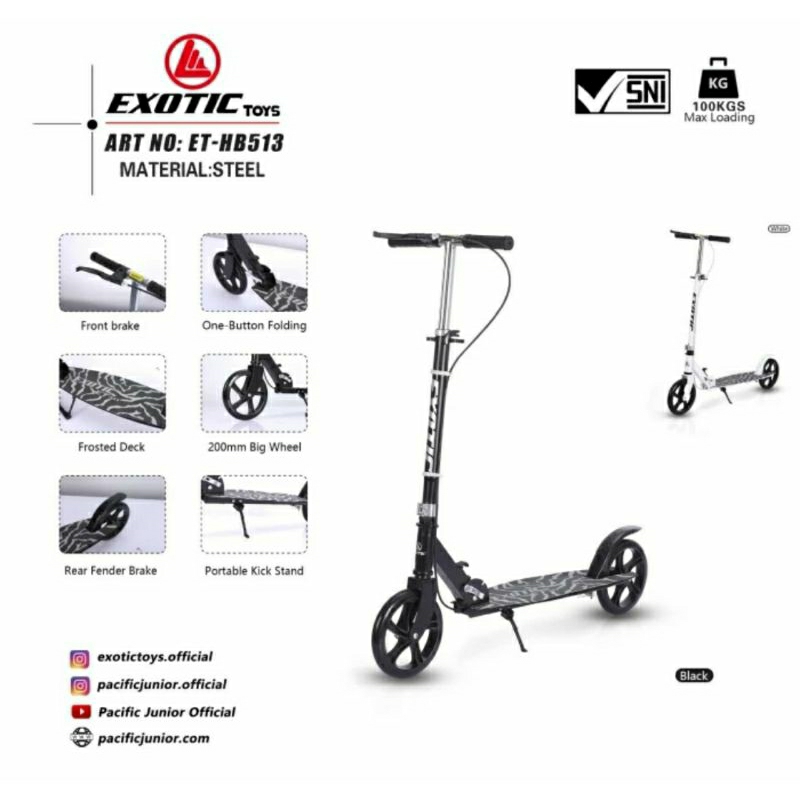 Scooter Exotic ET HB 513 anak dan dewasa 100 kg rem tangan manual