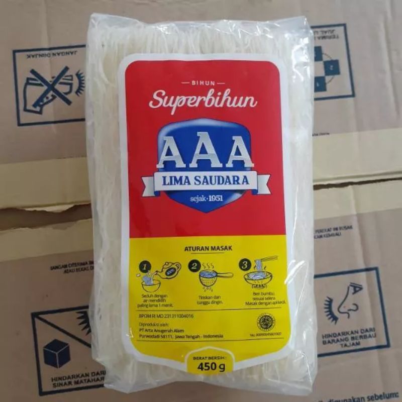 BIHUN AAA 450g / Bihun AAA 450g / super bihun cap AAA lima saudara 450g