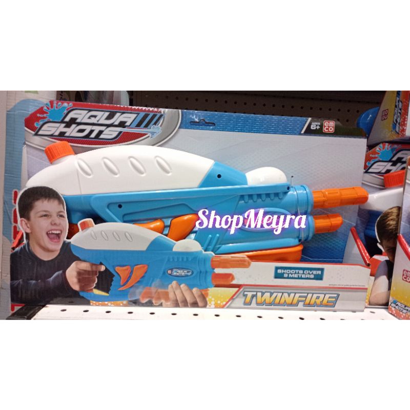 Emco Water Gun Aqua Shots Twinfire Pistol Air 2 Lubang