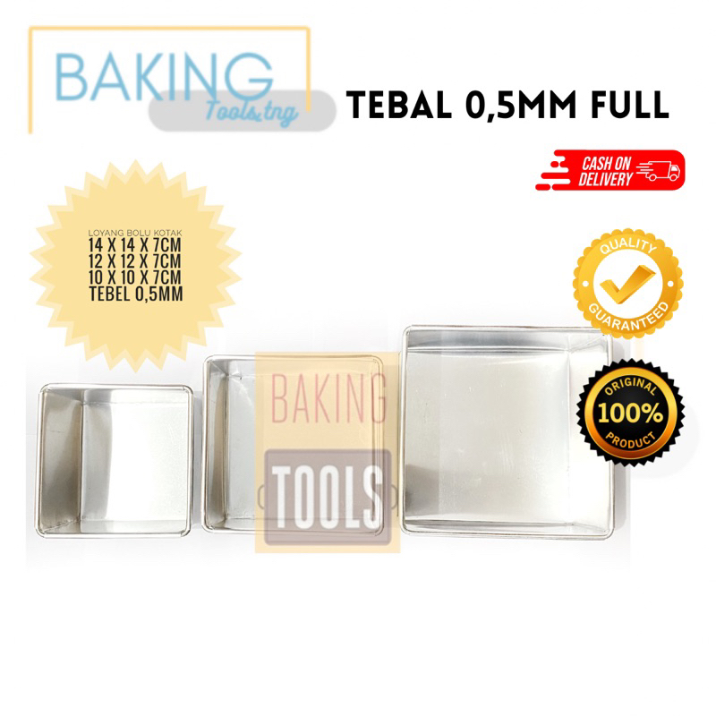 loyang bolu / loyang kue kotak / loyang bolu mini ukuran 14,12,10 tinggi 7cm