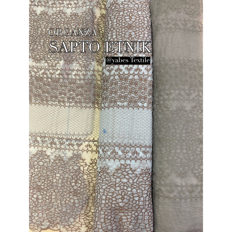 ORGANZA SILK SAPTO ETNIK/ KAIN ORGANZA SILK MOTIP/ KAIN ORGANZA SILK CORAK