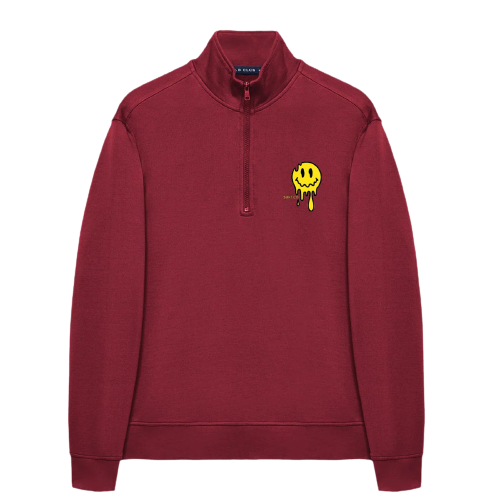 Halfzip sweatshirt pria &amp; wanita happiness smile maroon | Sweater basic bahan premium | Jaket hoodie outer pria | Jaket sweater terbaru tanpa hoodie | Jaket viral tiktok keren | Cn pria