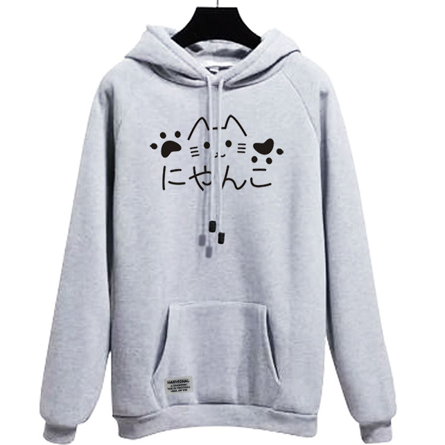 Parisdivarious Sweater Hoodie Jemper Kucing Lucu Bahan Fleece Size S - XXL (Pria &amp; Wanita)