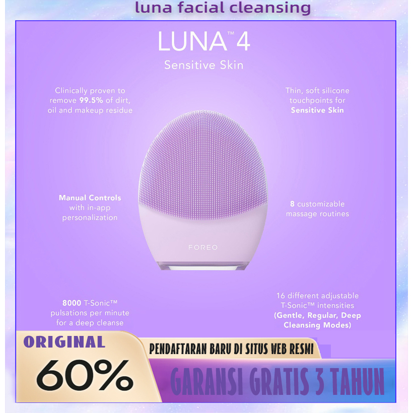 GRATIS ONGKIR SELURUH NEGERI FOREO LUNA 4 untuk Pembersih Wajah Kulit Sensitif foreo facial cleanser