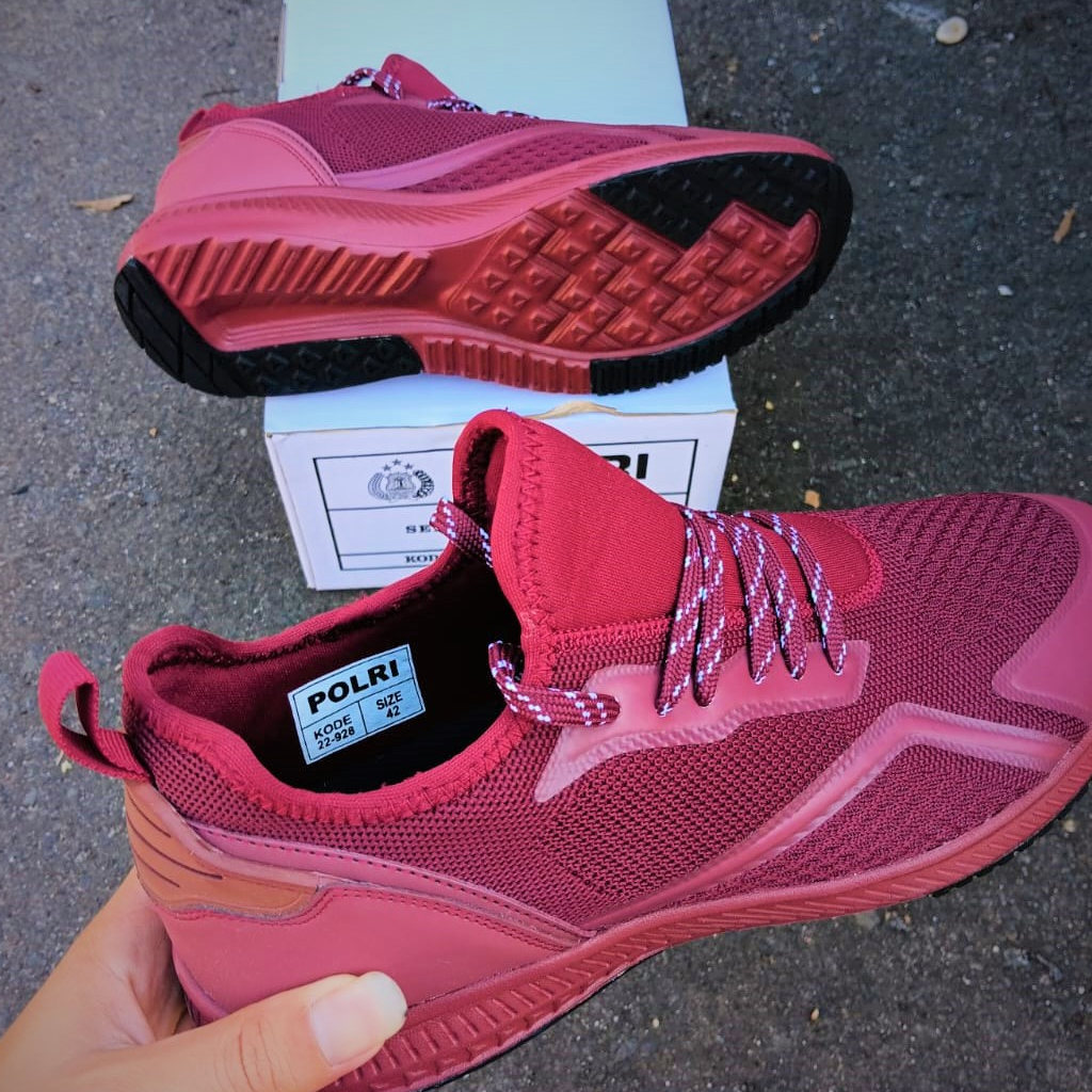 SEPATU RUNNING MERAH MAROON JATAH MABES POLRI