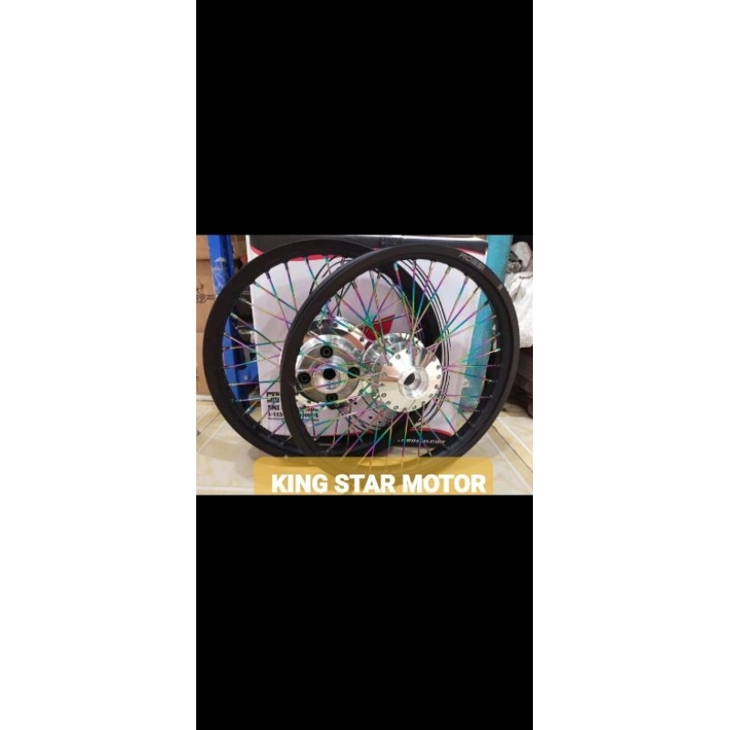 velg- Satu set Ukuran 17X140 depan belakang buat motor Tiger Revo, Warna Velg Hitam Tromol Chrome Ja