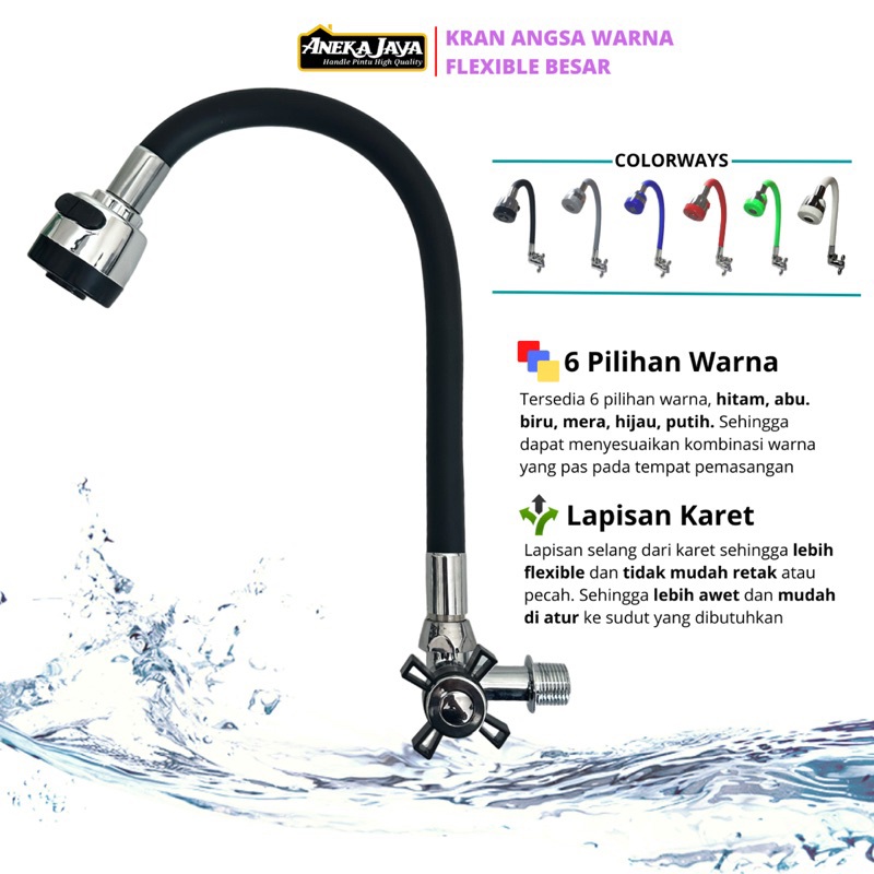 Kran Angsa Warna Fleksibel Cuci Piring Dapur Lapis karet - 1/2 Inch Material Stainlees Steel Anti Karat