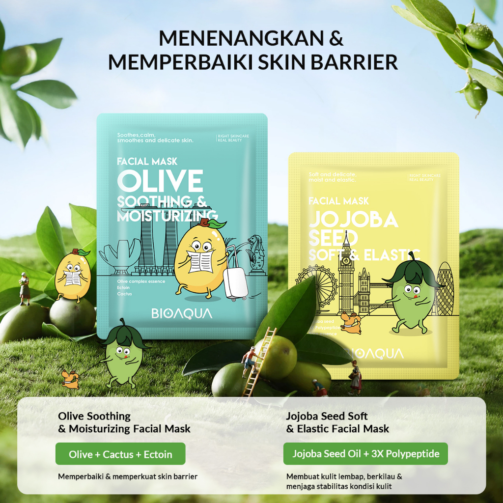 (RM) BIOAQUA Sheet Mask Masker Wajah Biji Buah Face Mask 25ml | Memperbaiki skin barrier / Coffe Anti Oxidant