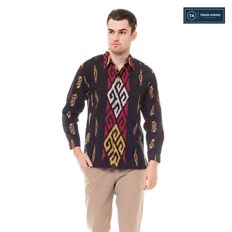 Kemeja premium pria lengan panjang - baju tenun kemeja premium motif Toraja