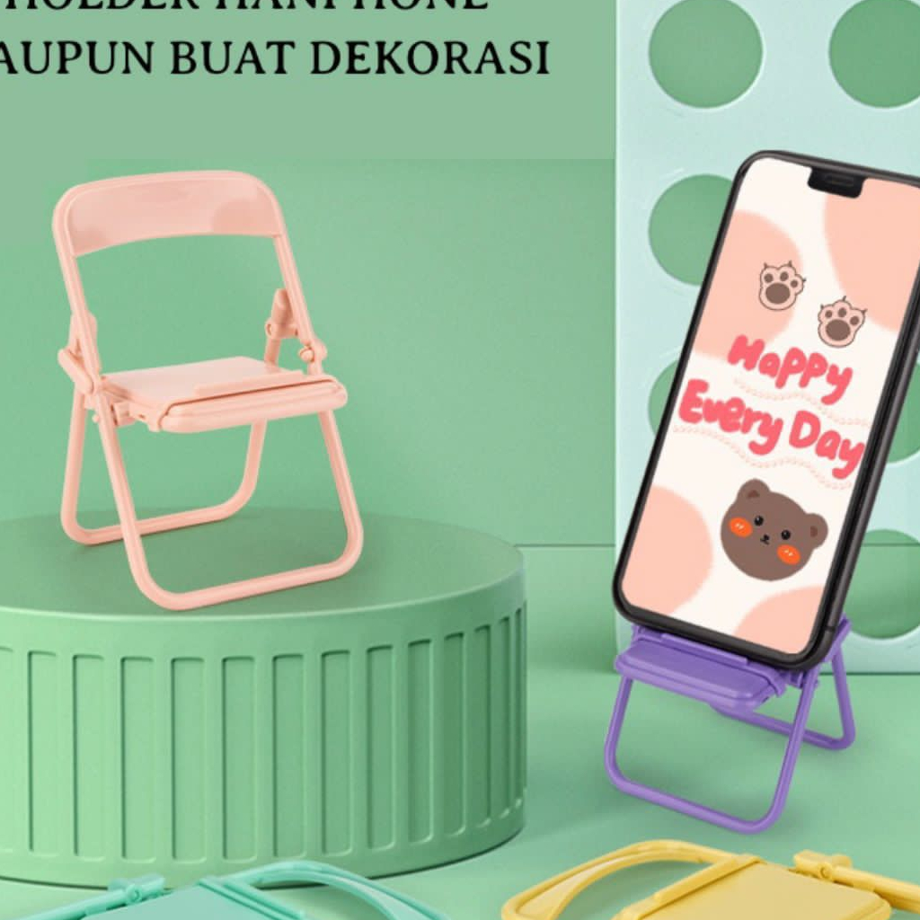 Stand Holder Dudukan HP Model Kursi Lipat Macaron Folding Chair