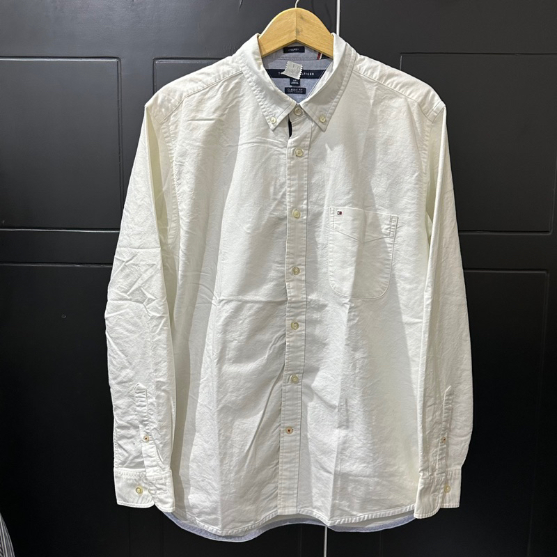 Kemeja denim putih tommy hilfiger XL