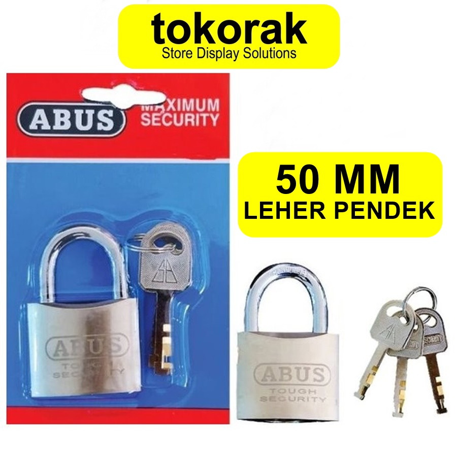 GEMBOK ABUS ASLI 50 MM LEHER PENDEK MURAH TOKO GUDANG KANTOR