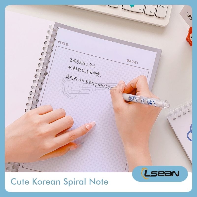 Notebook Spiral Cute Aesthetic Korean Hand Book Bear School Office