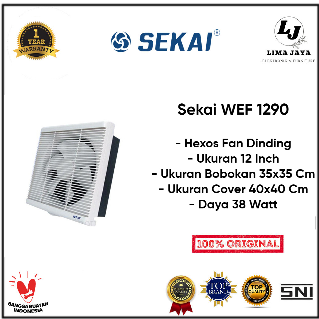 SEKAI Exhaust Fan WEF-1290 Hexos Fan Sekai Dinding Kipas Dapur 12 inch