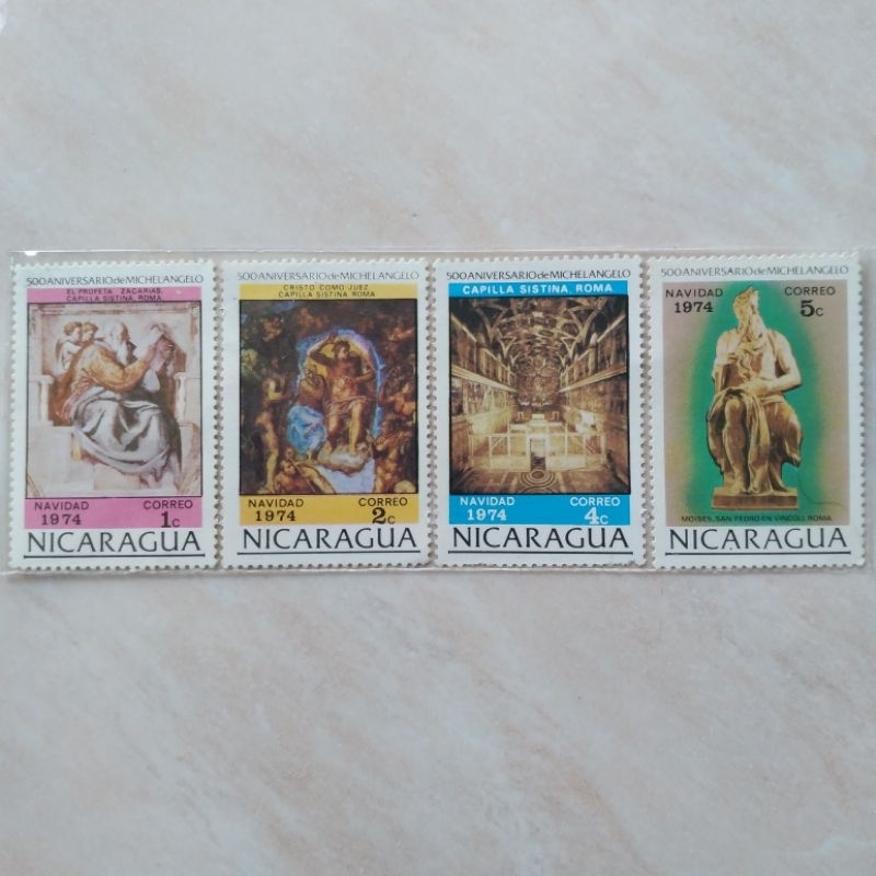 

Set 4 Pcs Perangko Nicaragua 1974 Seri Michaelangelo - YN153