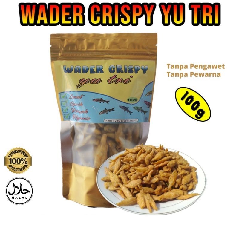 

WADER CRISPY IKAN SUNGAI GORENG SNACK CEMILAN MAKANAN RINGAN RENYAH KRIUK CRUNCHY 100 Grm