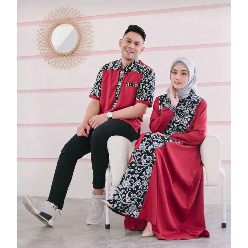 set dress gamis couple baju couple pasangan gaun pesta muslimah batik couple modern baju pesta wanit