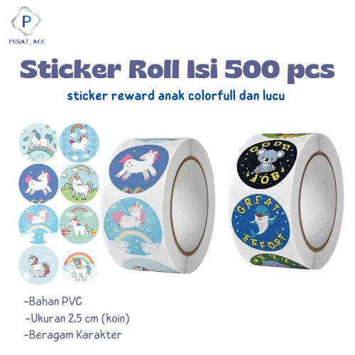 SBU5-Sticker Bulat Animal Sticker Reward Anak Isi 500 pcs