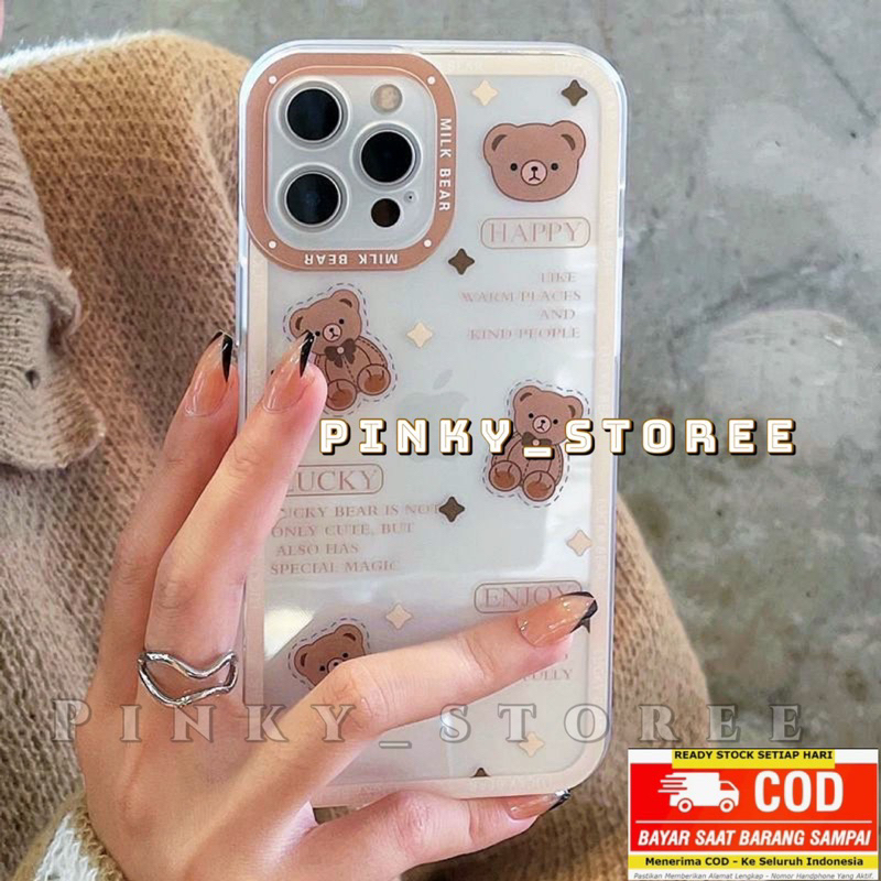 CASING REALME 10 4G/ REALME 9/ 9i/ C55/ C35/ C33/ C31/ C30/ C25S/ C25Y/ C25/ C21Y/ C21/ C20/ C12/ C11 2021/ C11 2020/ C2/ C1/ 2PRO/ SOF CASE PROTECTOR CAMERA MOTIF BEAR/ BERUANG/ LOVE WHITE BLACK