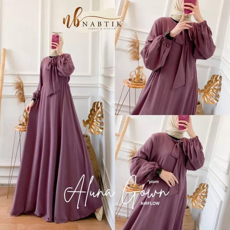 Gamis Aluna Terbaru Gamis Crinkle Airflow Gamis Lebaran Terlaris