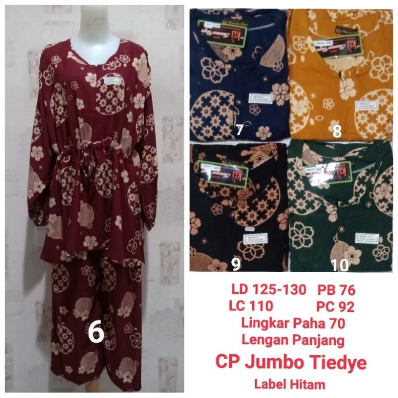 Setelan Kencana Ungu, CP Jumbo Lengan Panjang Tiedye Label Hitam