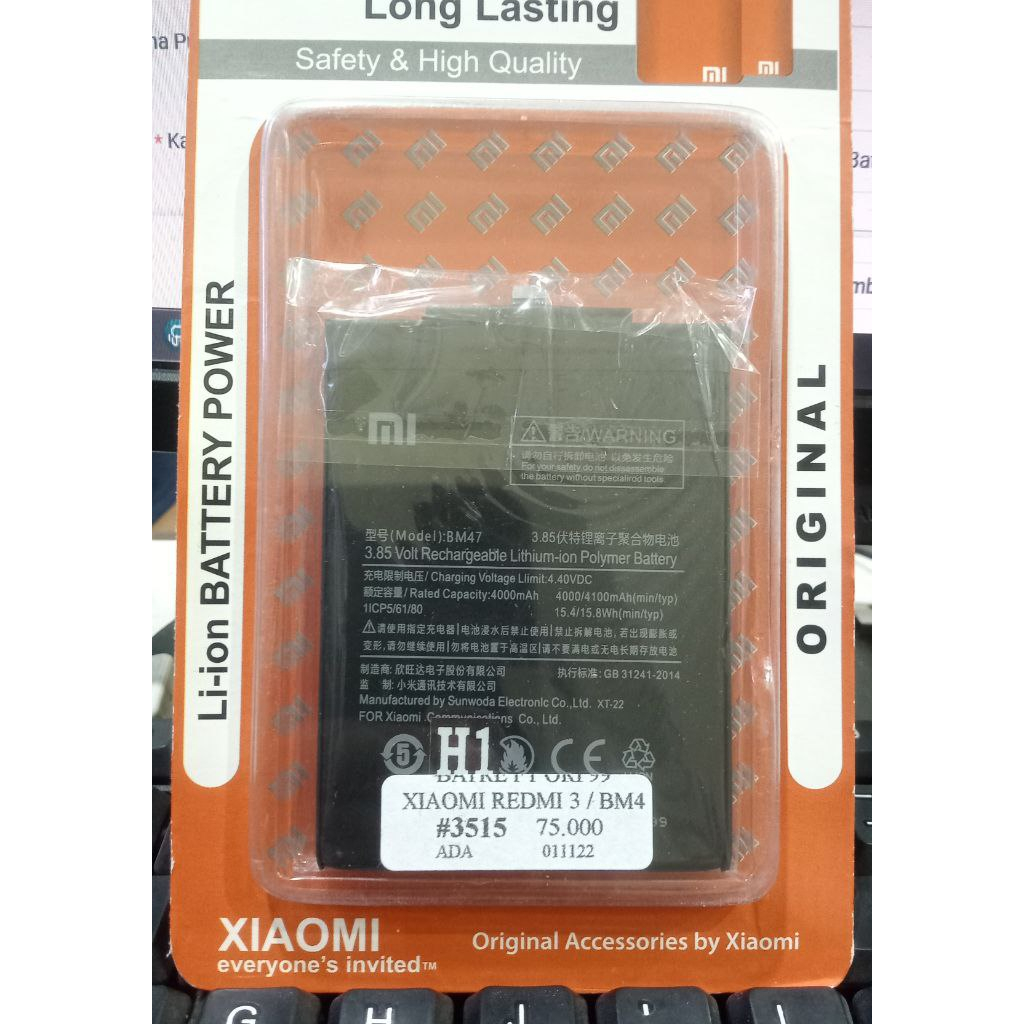 Batre Xiaomi Baterai Xiaomi Redmi 3 BM47