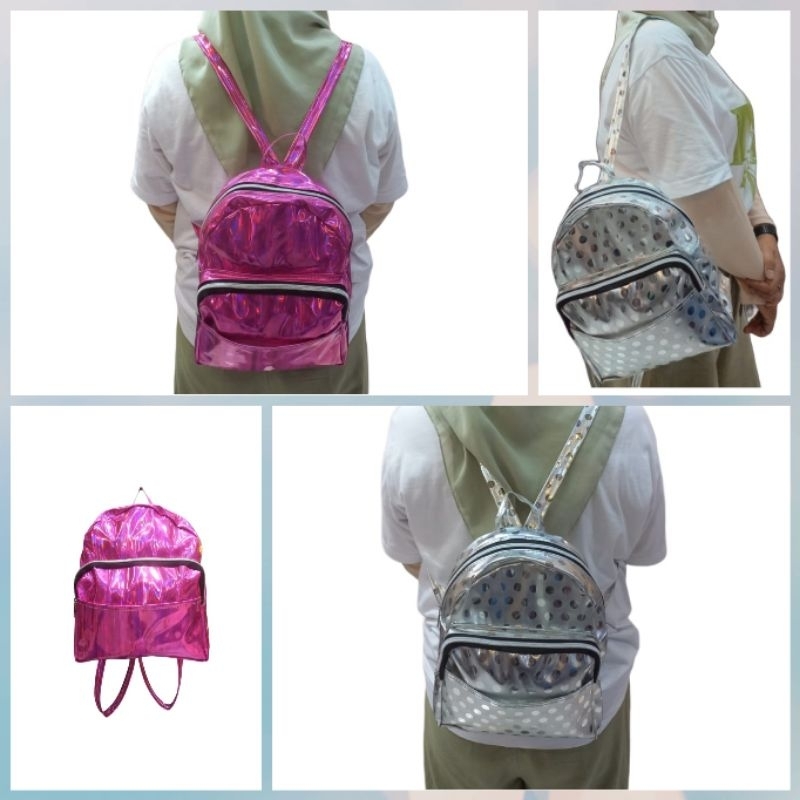 Tas Ransel Wanita Hologram Tas Wanita Tas Ransel kekinian fashion remaja keren bisa cod