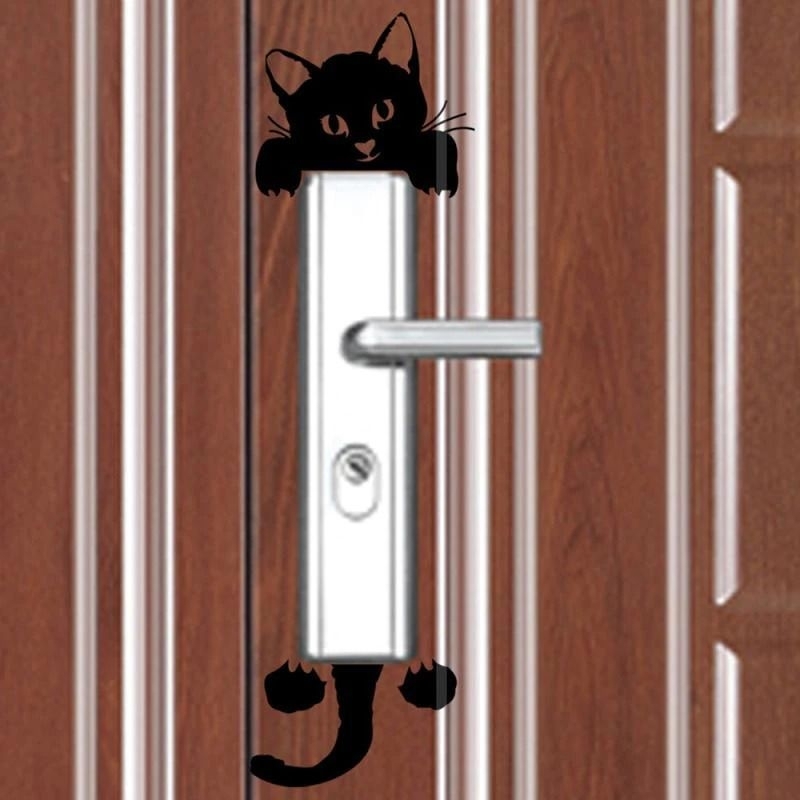 Stiker Dinding Lucu Sleeping Cat Wallpaper