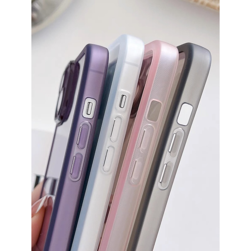 Case Clear Colored + Lens Guard IPHONE 11 12 13 14 14+ 15 15+ PRO MAX PLUS Combination Of Soft And Hard Protection Againts Fall