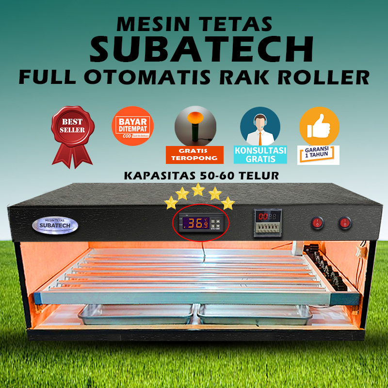 Mesin Tetas Telur Full Otomatis Penetas SUBATECH MTFORR50 Rak Roller MTTU